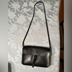 Leather Madewell crossbody bag black with silver hardware